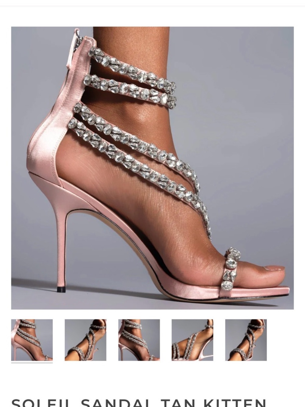 Glam Satin Pink Crystal-Strap Stiletto Sandals